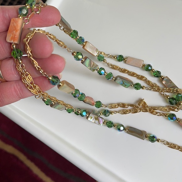 VTG Napier Orange Abalone/Green Tourmaline Necklac - Picture 1 of 7
